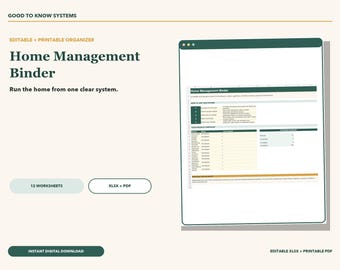 Hemplanerare, redigerbar Excel-fil och utskrivbar underhållsplanerare