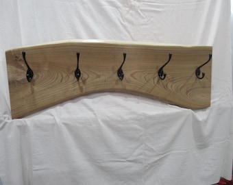 Live edge wall mounted coat rack