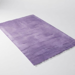 Lila handknuten ullmatta, lavendelfärgad matta, handgjord texturerad matta, enfärgad lila matta, modern sovrums-vardagsrumsinredning - gåva