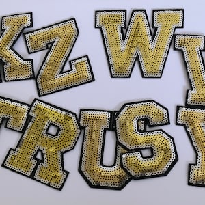Ships From USA - 3 Inch Gold and Silver Iron On Letter Patches (A-Z)