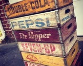 6 Vintage Faded Weathered Pepsi, Dr Pepper, Nesbitts, Pep Up Double Cola Soda Crates Lot Mixed Variety
