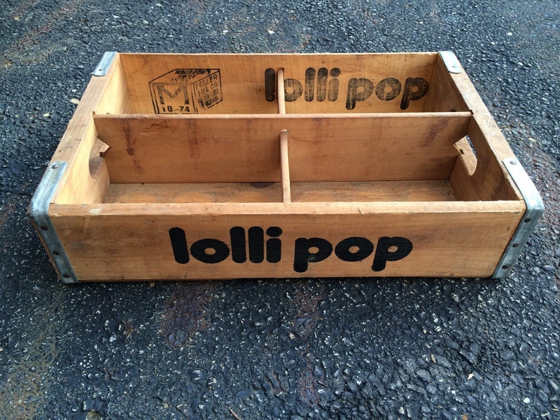 Vintage 1970's Lollipop Wood Soda Pop Crate Case Etsy