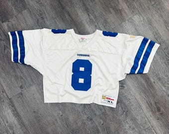 Camiseta vintage de fútbol americano de la NFL Dallas Cowboys de los años 90, personalizada, número 8 Aikman, talla mediana