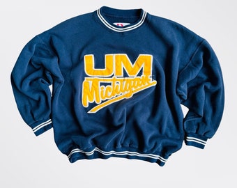 Vintage 90’s Rare Helmet Nutmeg Michigan Wolverines University Crewneck Embroidered Sweatshirt Size XL