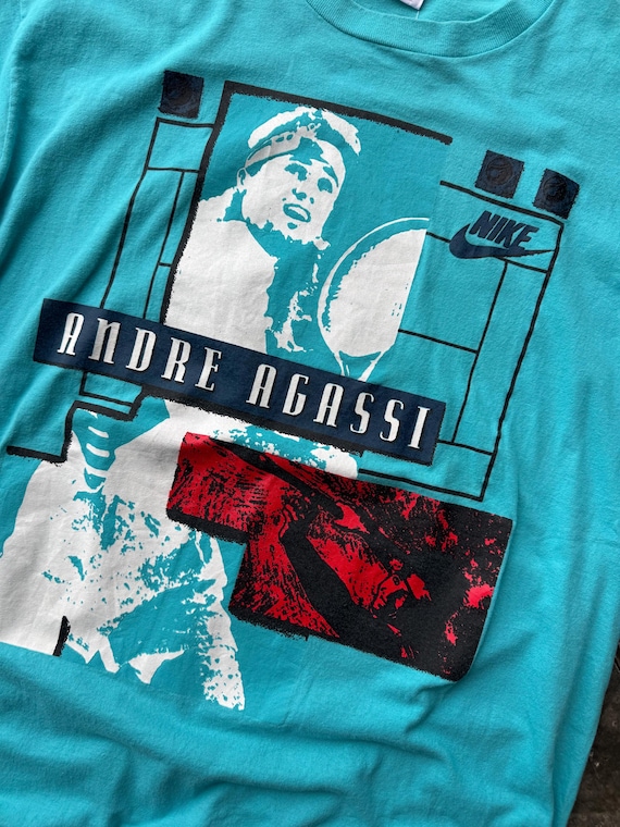 Vintage 90's Nike Very Rare Andre Agassi Tennis Player Tee T Shirt