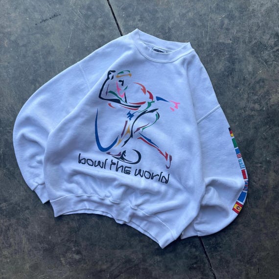 Vintage 90’s Bowl the World Bowling Crewneck Sweatshirt