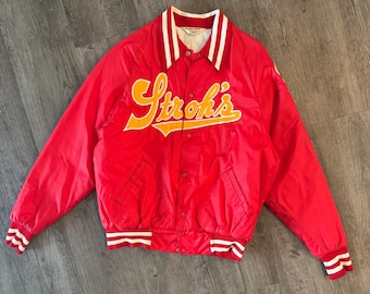 Vintage 90’s Stroh’s Beer Varsity Bomber Style Jacket Large