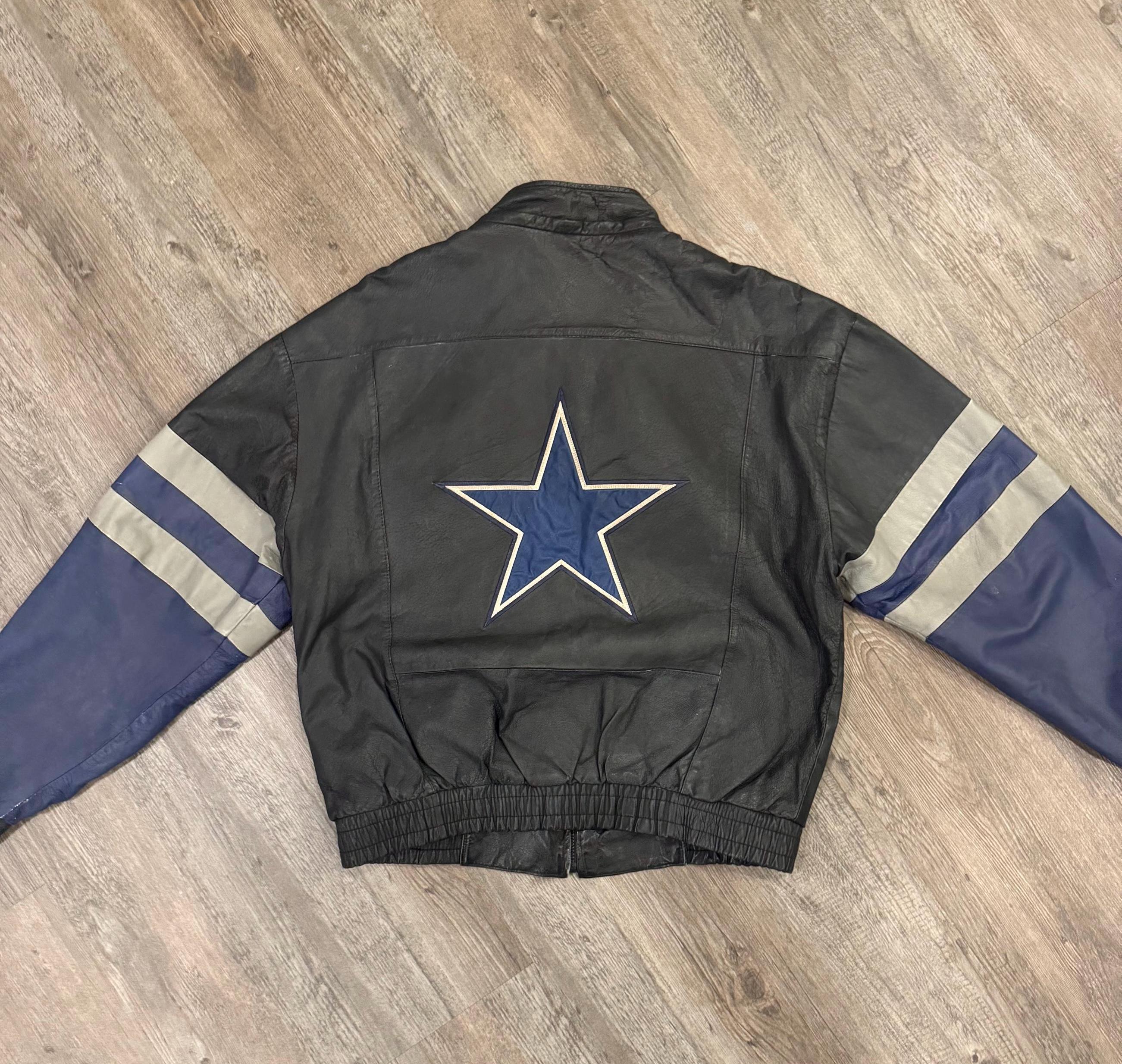 Vintage 90's Pro Player NFL Dallas Cowboys Football Leather Jacket