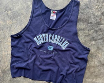 Vintage 90’s North Carolina Tar Heels University Custom Crop Tank Tee Medium