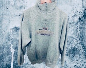 Vintage 00’s Cadre Athletic Washington Huskies University Zip Crewneck Sweatshirt Large