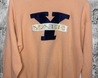 Rare Vintage 90’s NCAA Yale University Peach Color Crewneck Sweatshirt