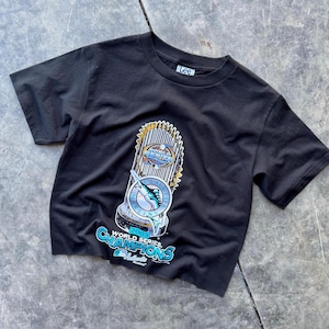 Vintage 2003 Florida Marlins Baseball MLB World Series Champs  Custom Crop Tee Tshirt