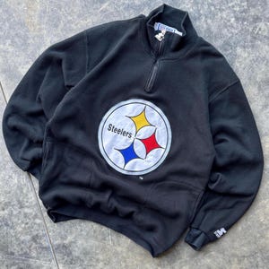 Vintage 90’s NFL Pittsburgh Steelers Starter Embroidered Zip Rare Crewneck Sweatshirt