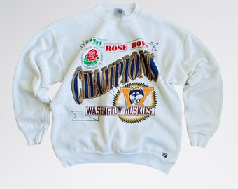 Vintage 1991 University of Washington Huskies Rose Bowl Champions Crewneck Sweatshirt Size Medium Large