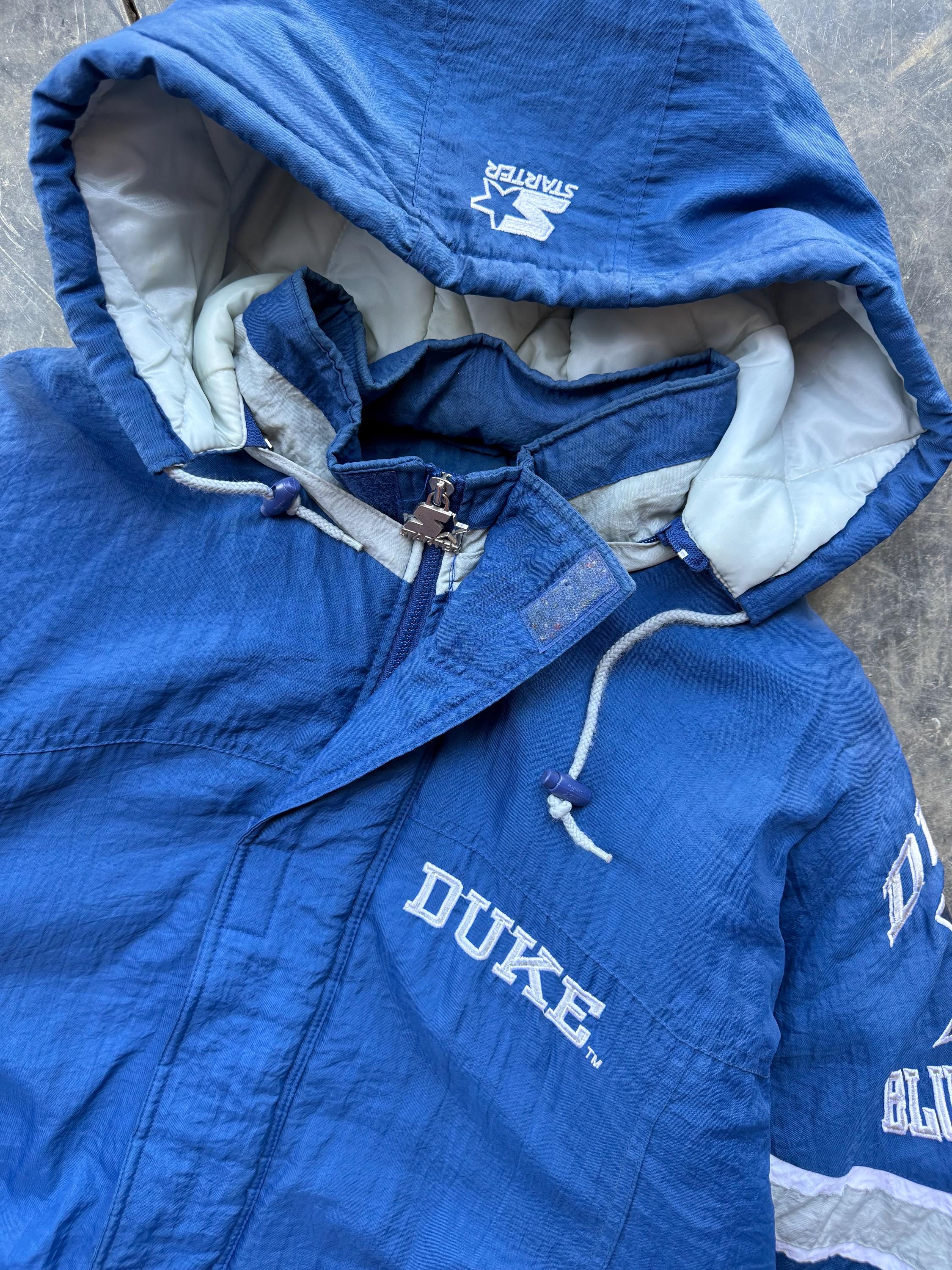 Vintage 90s Very Rare Starter Duke University Blue Devils Puffer Zip Hooded Puffed Jacket Etsy