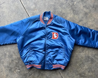 Denver Broncos Vintage 80s Chalk Line Satin Bomber Jacket - NFL