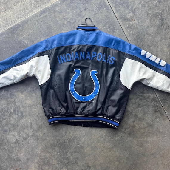90s Vintage NFL Colts レザージャケット Vintage 90's Very Rare NFL Indianapolis Colts Embroidered Genuine