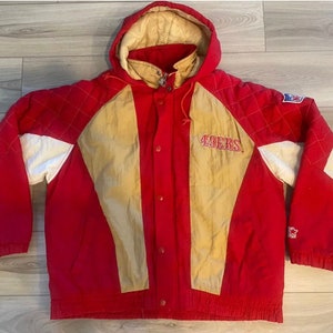 Vintage 90s Red Starter NFL San Francisco 49ers 1/4 Zip Padded Jacket -  X-Large Nylon– Domno Vintage