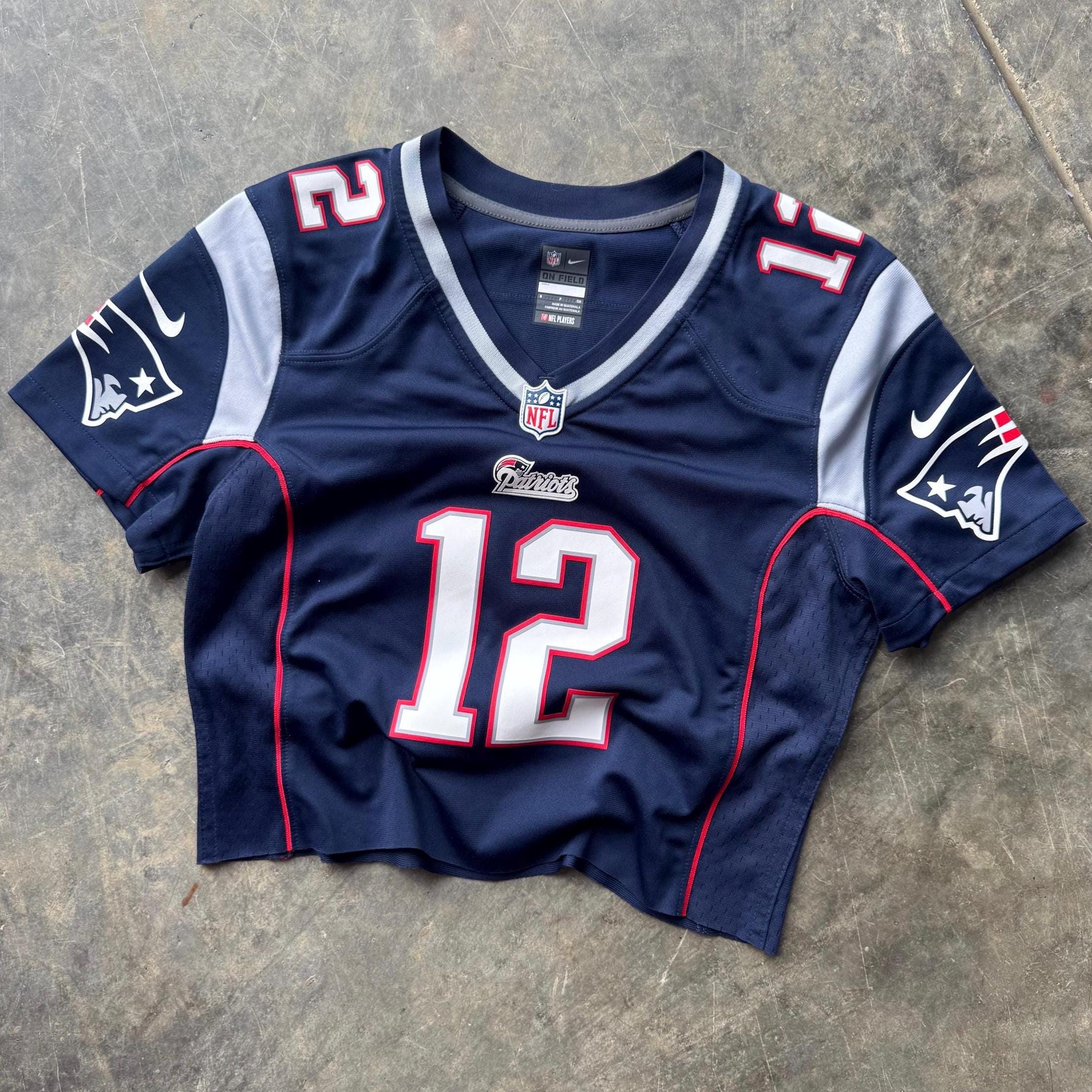 Nike 00's New England Patriots NFL Football Custom Crop #12 Brady