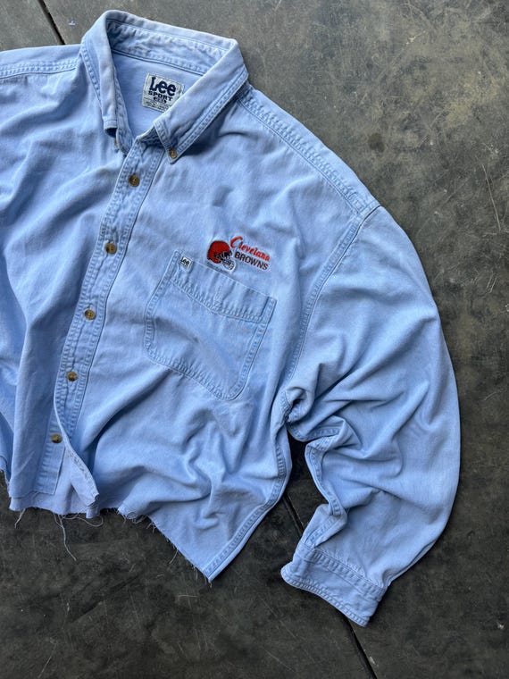 Vintage 90's Cleveland Browns Football Custom Crop Denim Shirt