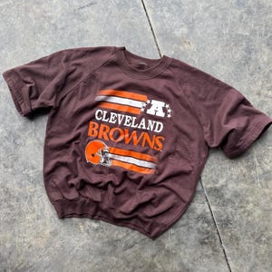 Vintage 90’s Cleveland Browns NFL Football Rare Short Sleeve Crewneck Sweatshirt