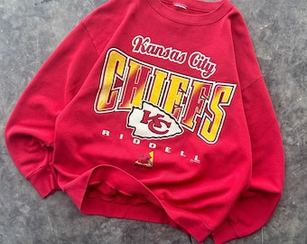 Vintage 90’s NFL Kansas City Chiefs Riddell Rare Crewneck Sweatshirt