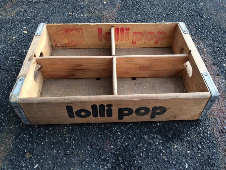 Vintage 1970's Lollipop Wood Soda Pop Crate Case Etsy