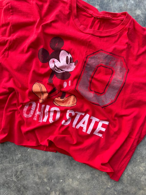 00s Ohio State Buckeyes University Mickey Mouse Football Crop T Shirt Tee Etsy