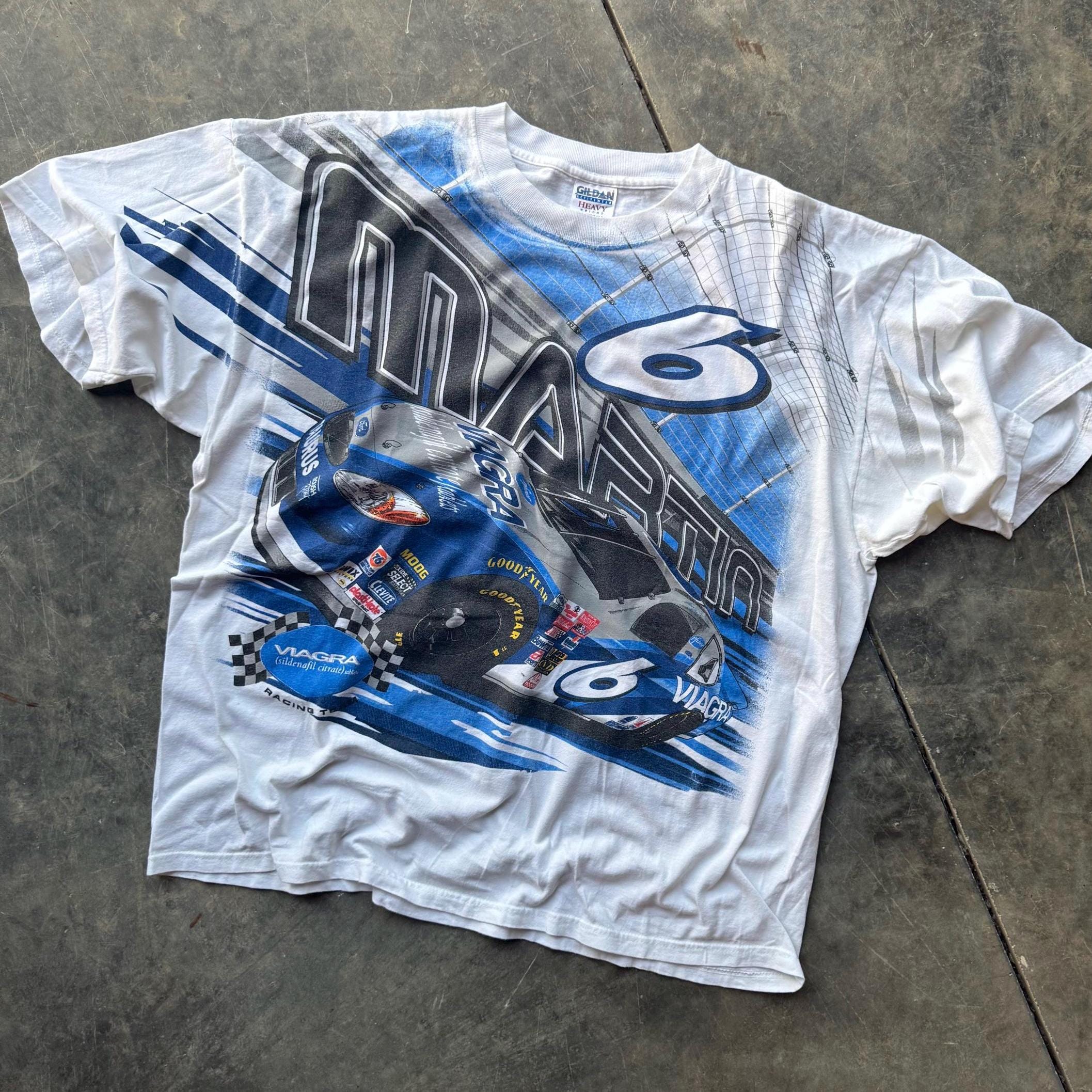 Vintage 00's Rare Mark Martin Viagra Right on Track Nacar Racing T