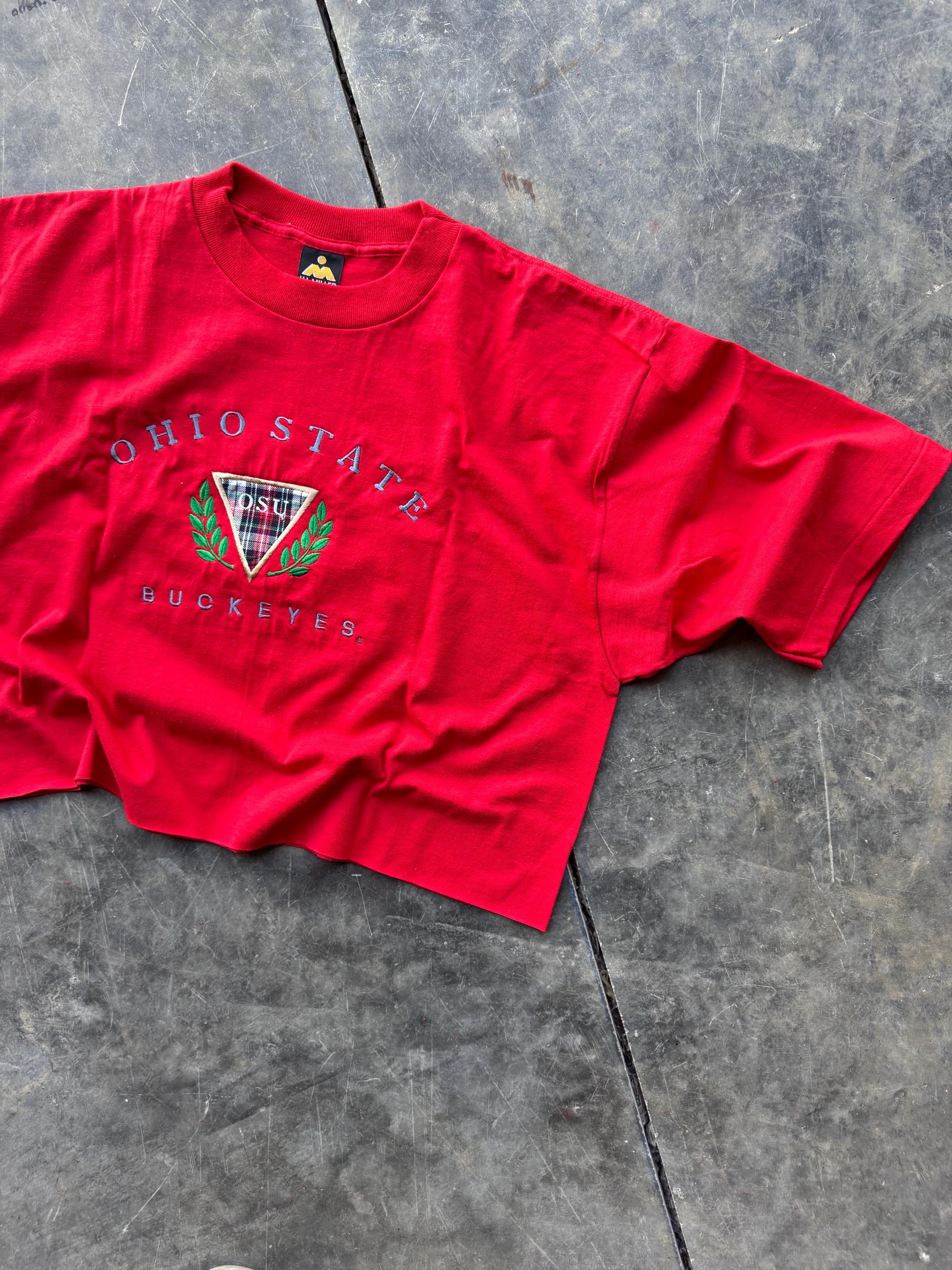 Vintage 90's Ohio State Buckeyes University Embroidered Crop T