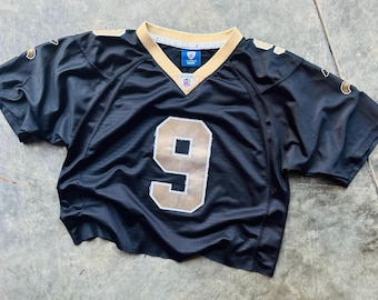 Vintage 00’s New Orleans Saints NFL Football Custom Crop Style #9 Brees Jersey