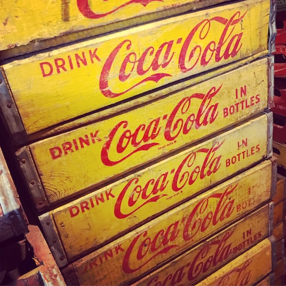 1 Vintage 1960’s Yellow Coke Coca Cola In Bottles Wood Soda Pop Crates