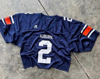 Camiseta estilo crop top vintage de los años 2000 de los Auburn Tigers de la NCAA, número 2, talla XS/S
