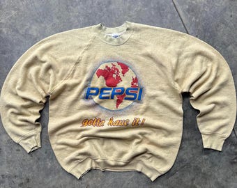 Vintage 80s Official Pepsi Cola Merchandise Retro Pullover 