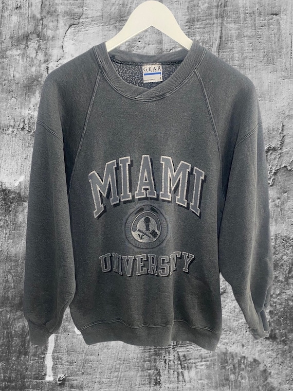 Vintage Miami Hurricanes Striped Crewneck Sweatshirt