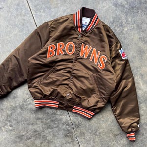 Vintage 90’s NFL Cleveland Browns Football Rare Starter Satin Bomber Jacket