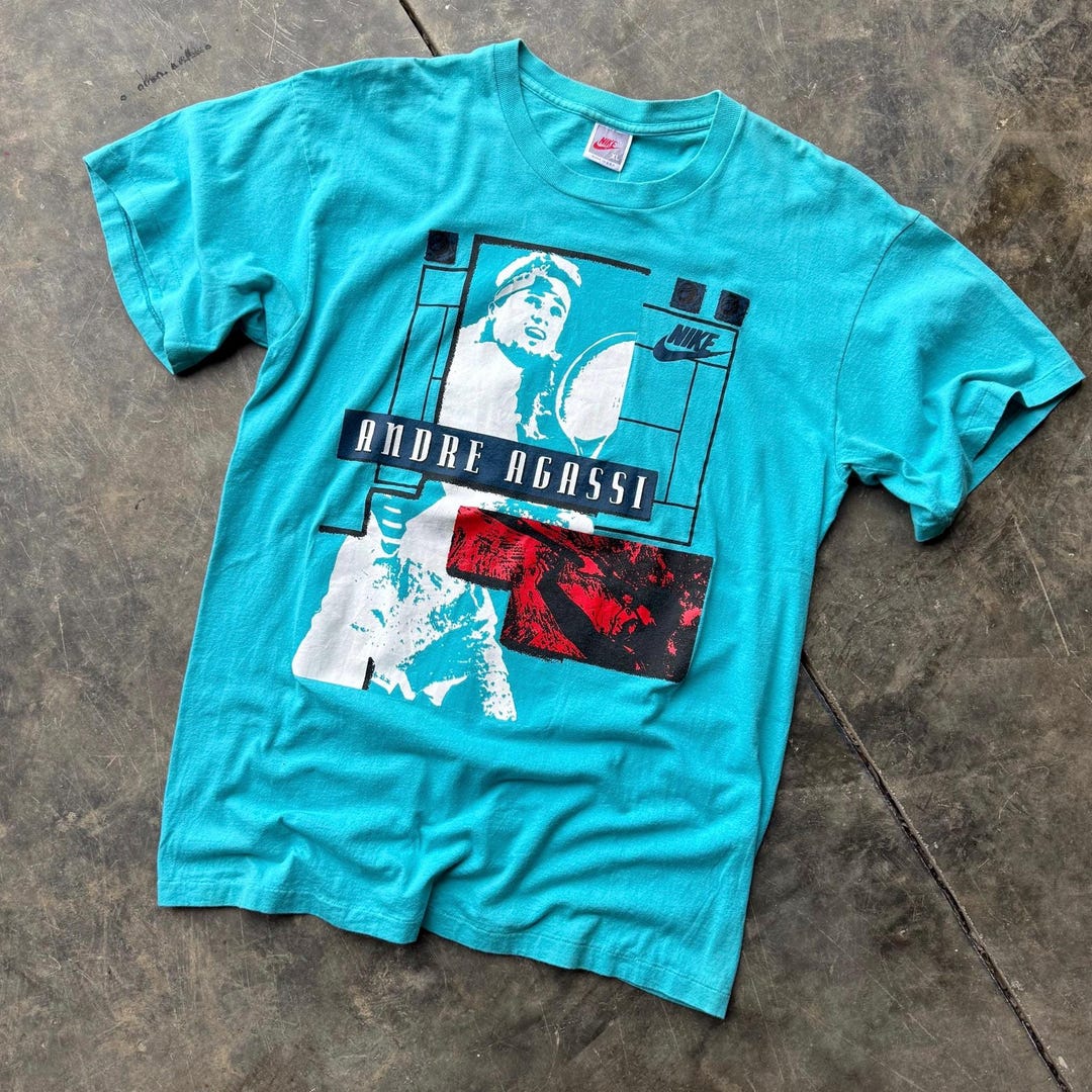Vintage 90's Nike Very Rare Andre Agassi Tennis Player Tee T Shirt