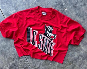 Vintage 90’s NC State Wolfpack University Custom Crop Tee T Shirt