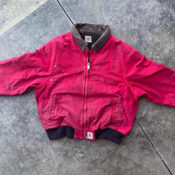 Vintage 00's Very Rare Carhartt Santa Fe Red Workwear Jacket Coat