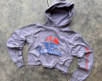 Vintage 80’s Florida Gators University Custom Crop  Football Hooded LS Tee Tshirt