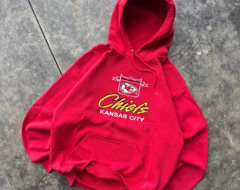 Vintage 90’s NFL Kansas City Chiefs Embroidered Rare Hoodie Crewneck Sweatshirt