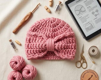Newborn Crochet Bonnet PDF, Baby Pixie Hat, Handmade Photo Prop, Instant Download