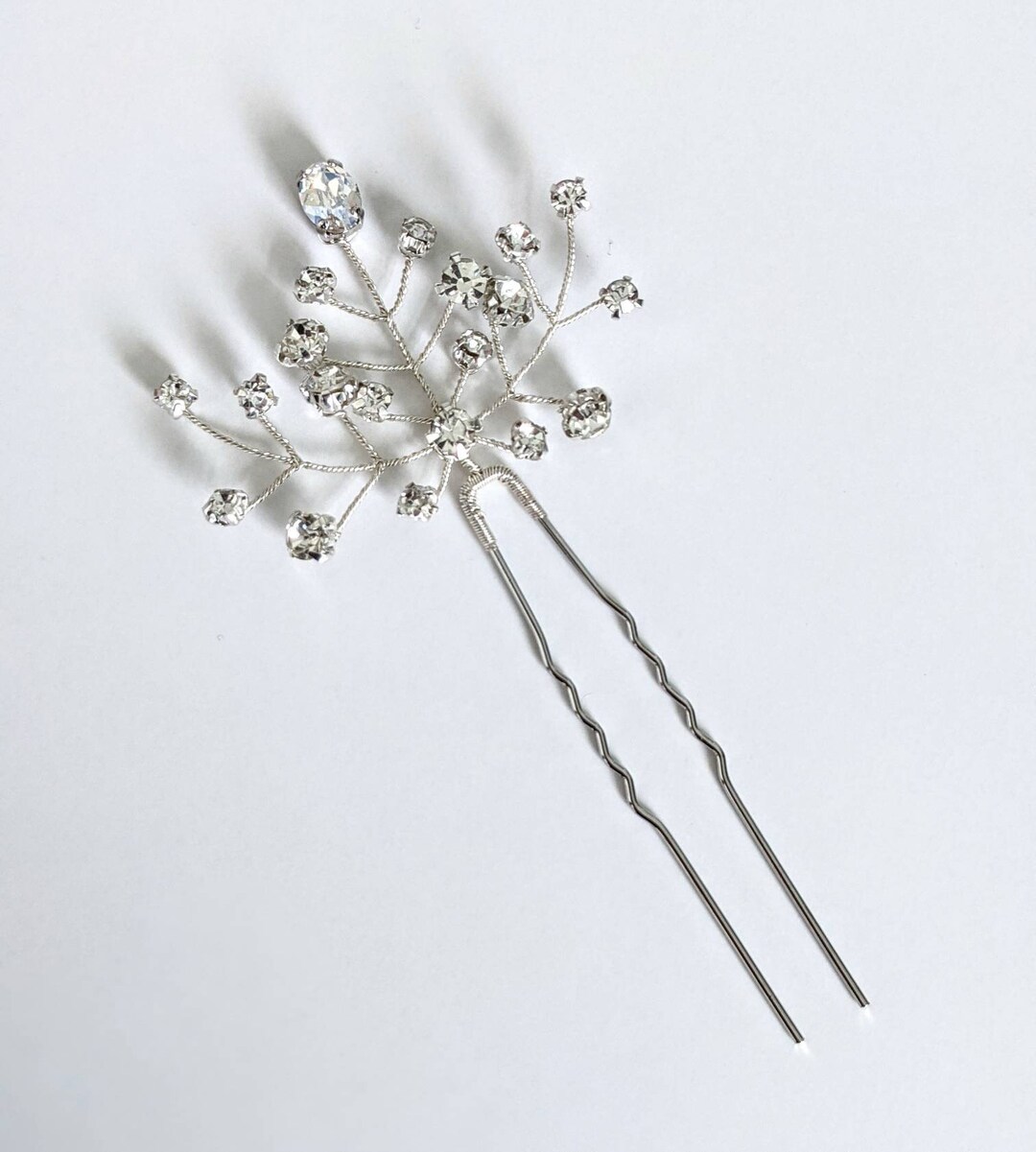 Épingle à Cheveux Tulipe En Argent Et Pierres Naturelles - Vintage, ~10g, Neuf