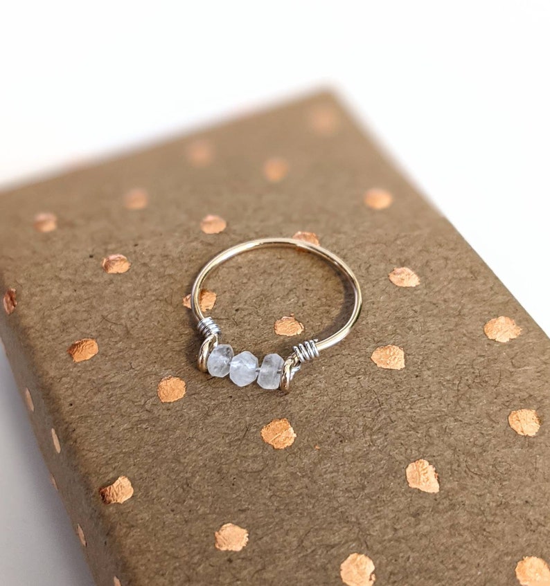 Rainbow Moonstone Ring Sterling Silver or 14k Gold Filled Raw Stone Ring Stacking Ring Moonstone Jewellery Stackable birthstone rings uk