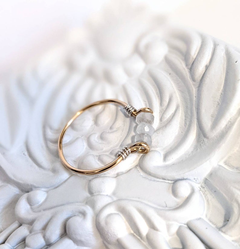 Rainbow Moonstone Ring Sterling Silver or 14k Gold Filled Raw Stone Ring Stacking Ring Moonstone Jewellery Stackable birthstone rings uk