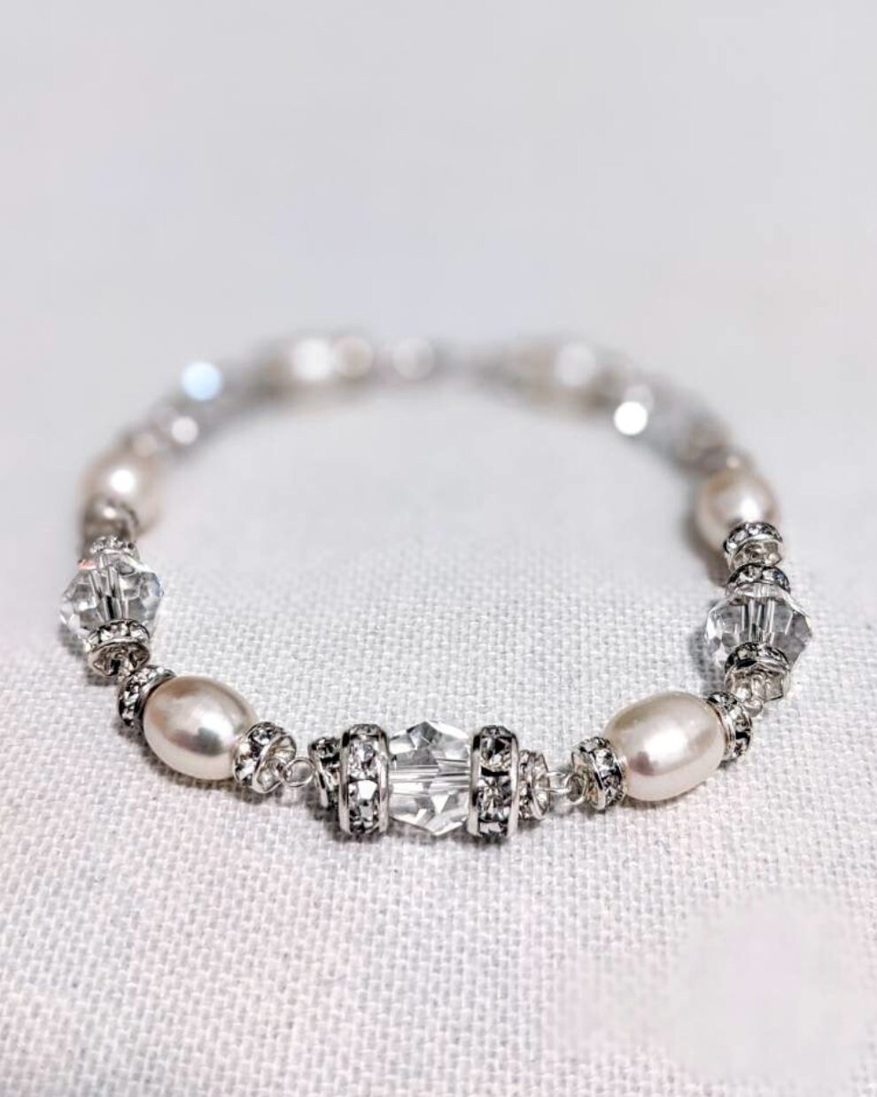 Elegant Pearl & Crystal Wedding Bracelet | Bridal Sparkle Bracelet | Freshwater Pearl and Crystal Bracelet |Bridal | UK | Handmade