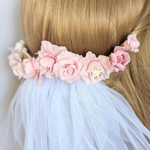 Pink Bridal Hair Comb | Rose Hair Comb | Pastel Pink Flower Hair Comb for Bridesmaids and Bridal Party | Bride Floral Hair Accessory | Gift