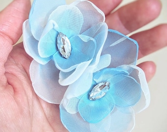 Flower Stud Earrings, Botanical Earrings, Blue Petal Earrings, Turquoise Blue Floral Earrings, Statement Earrings, Bridesmaid Earrings, Gift