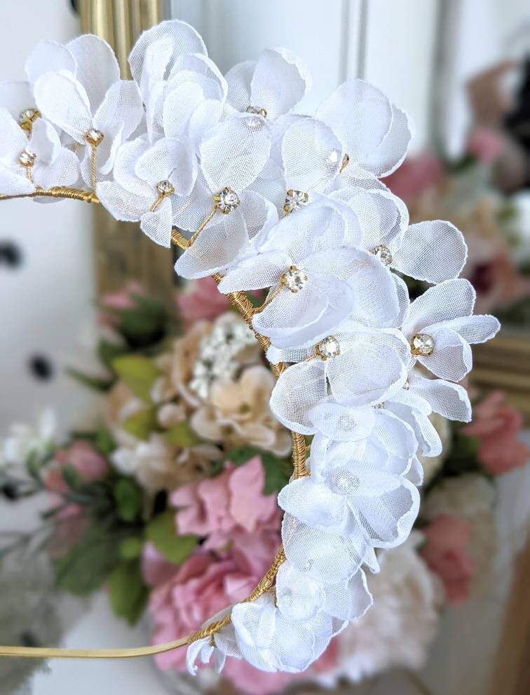 Couronne De Fleurs Bohème Bandeau Mariée - Guirlande Cheveux - Taille 18 Cm - Neuf Avec étiquettes