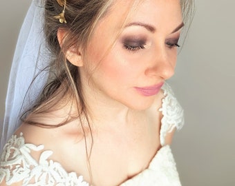 Gold Bridal Hair Comb, Luxury Clay Flower Hair Comb, Crystal Hair Comb for Wedding, Wedding Day Hair Comb, Bridal Flower Hair Pin, Gift